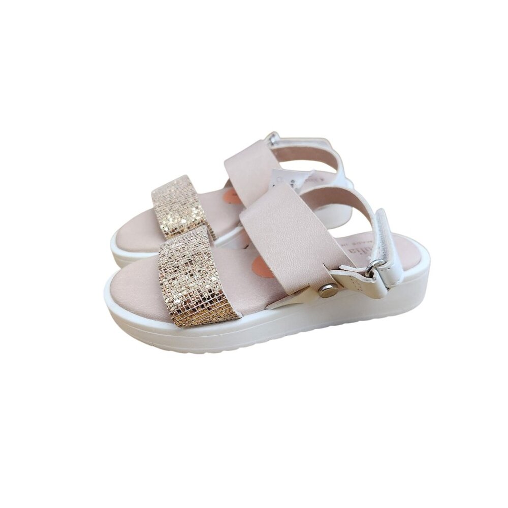 NWOT Giulia Palai Made in Italy Girls Rose Gold Sparkly Sandals Toddler Size 7